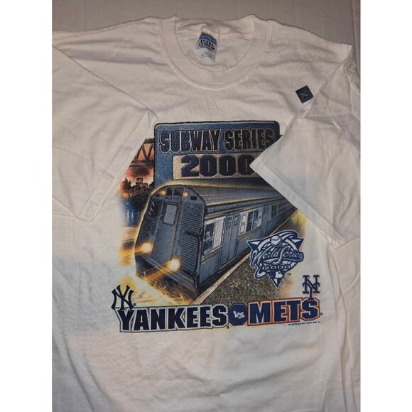 VTG Y2K 2000 Subway Series Yankees VS Mets World Series T Shirt Train XXL - Picture 2 of 8